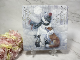 Sneeuwpop en dieren knutsel servet  nr HM315