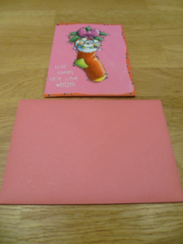 Diddl Kerstkaart met enveloppe : Hier komen hele lieve wensen
