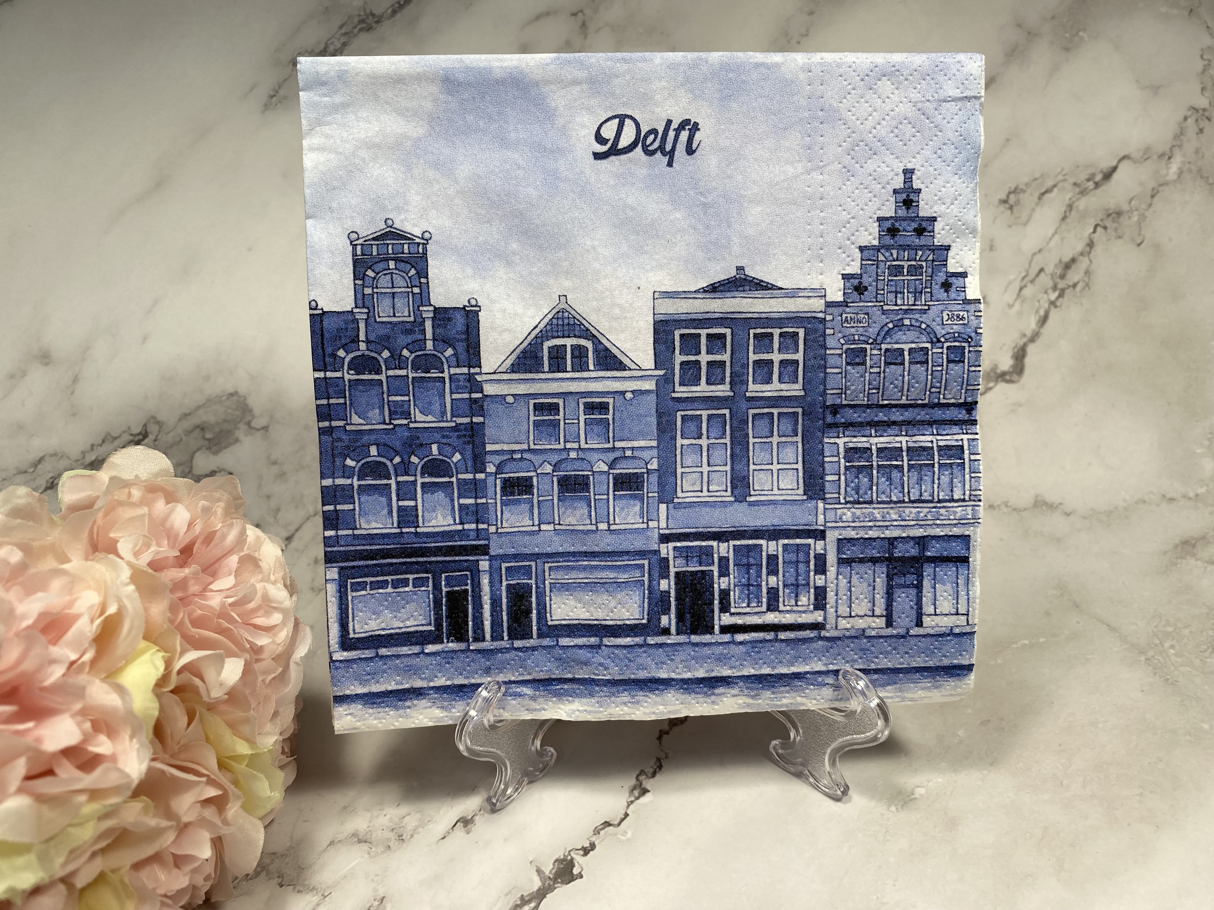 Delfts blauw grachten huisjes Delft servet nr H704D