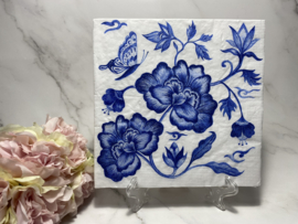 PPD Delfts blauw bloemen servet nr H24