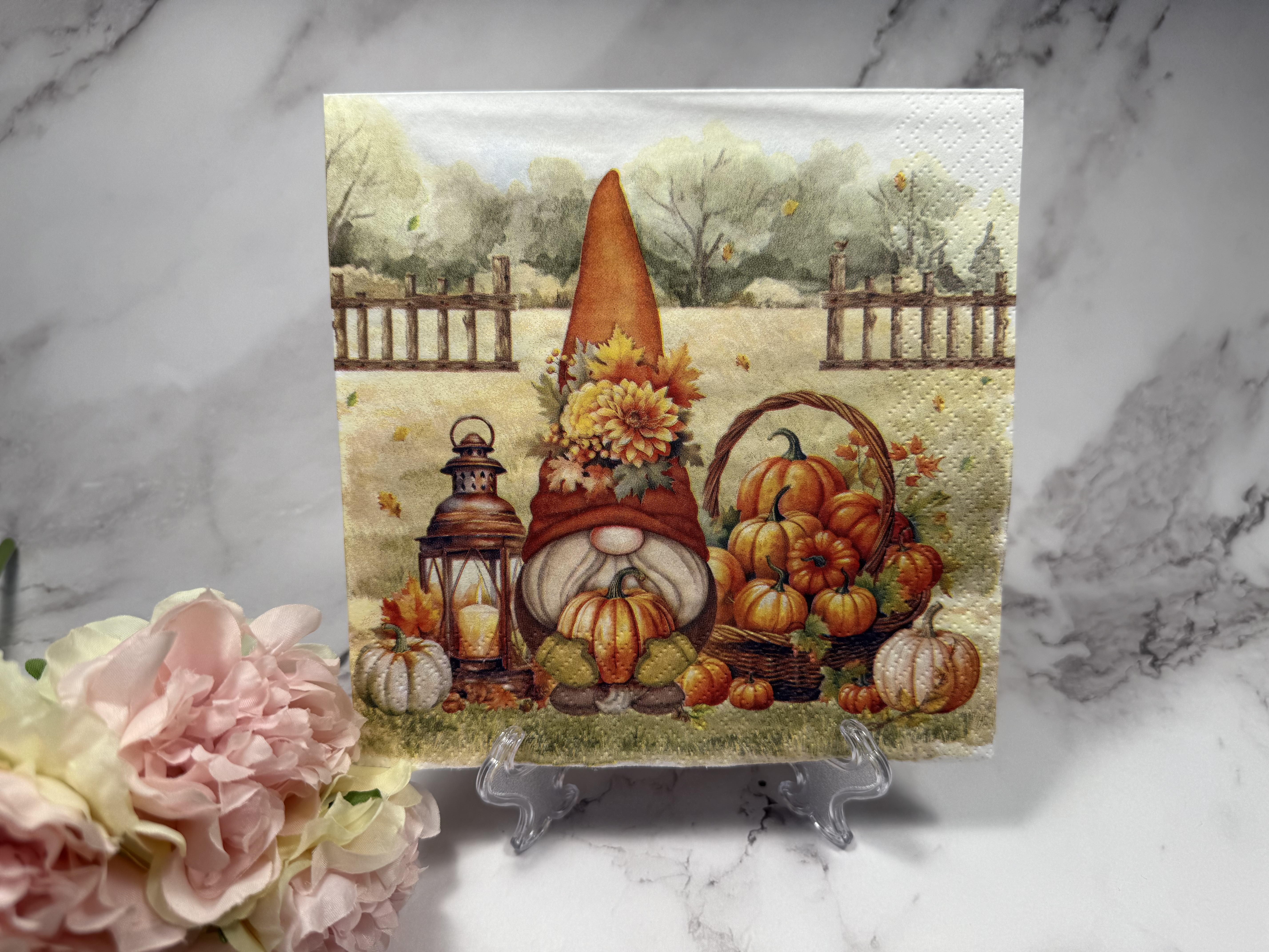 Ti flair gnome en pompoenen Herfst servet nr HH1