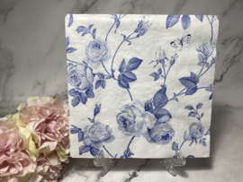 IHR Delfts blauw bloemen rozen servet nr H38