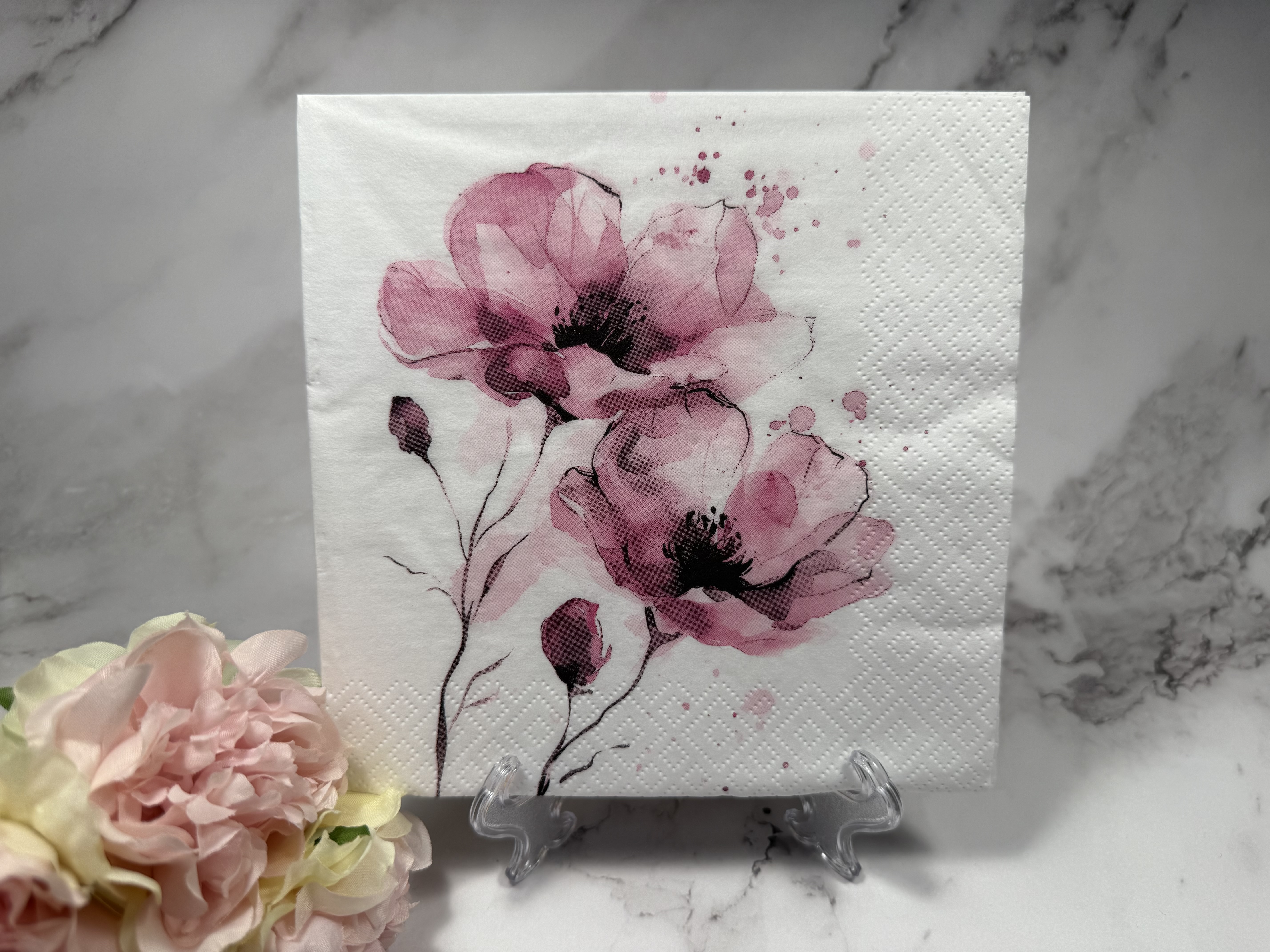 Ti flair Roze bloem servet nr M189B