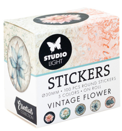 Studio light Vintage bloem stickers op rol 100 pcs