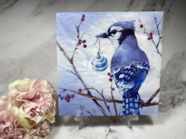 IHR blauwe vogel kerstbal servet nr H633