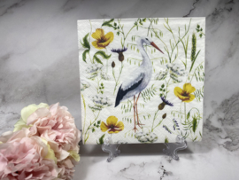 PAW ooievaar en veld bloemen servet nr H490