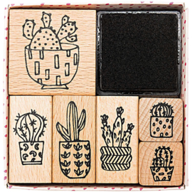 8 delig stempelset planten incl stempel kussen