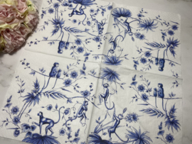 Delfts blauw aapjes servet nr H558