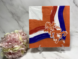 Rood wit blauw oranje leeuw knutsel servet nr oranje