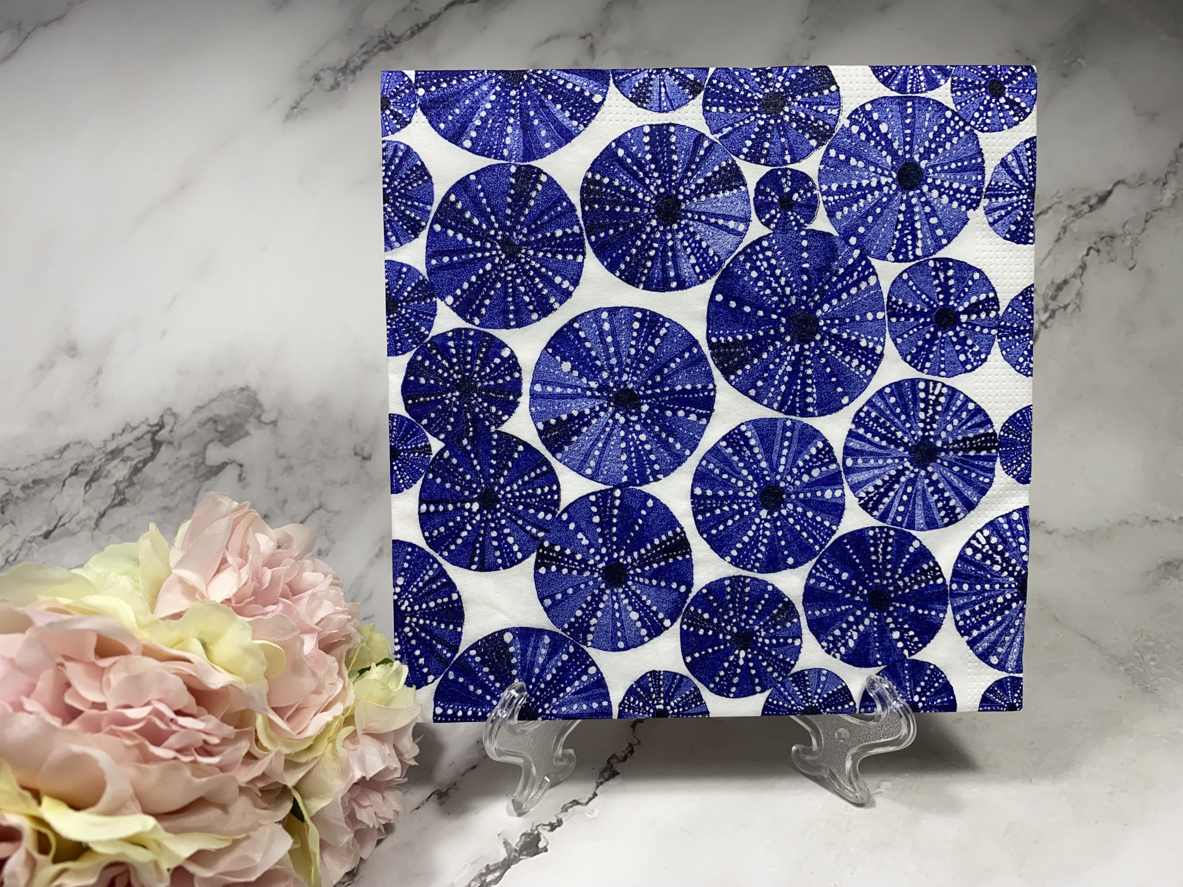 PPD Delfts blauw zee egel motief servet nr 330