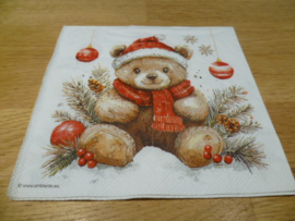 Kerst beer knutsel servet 2x2 afb. nr KHM20