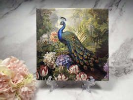 PPD mooi pauw en bloemen servet nr M723