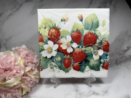 Grote aardbeien en bloesem servet nr 437