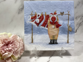 Ambiente Kerstman hangt de was op servet  nr 576