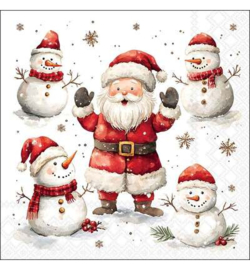 Kerstman en sneeuwpoppen knutsel servet  nr 152