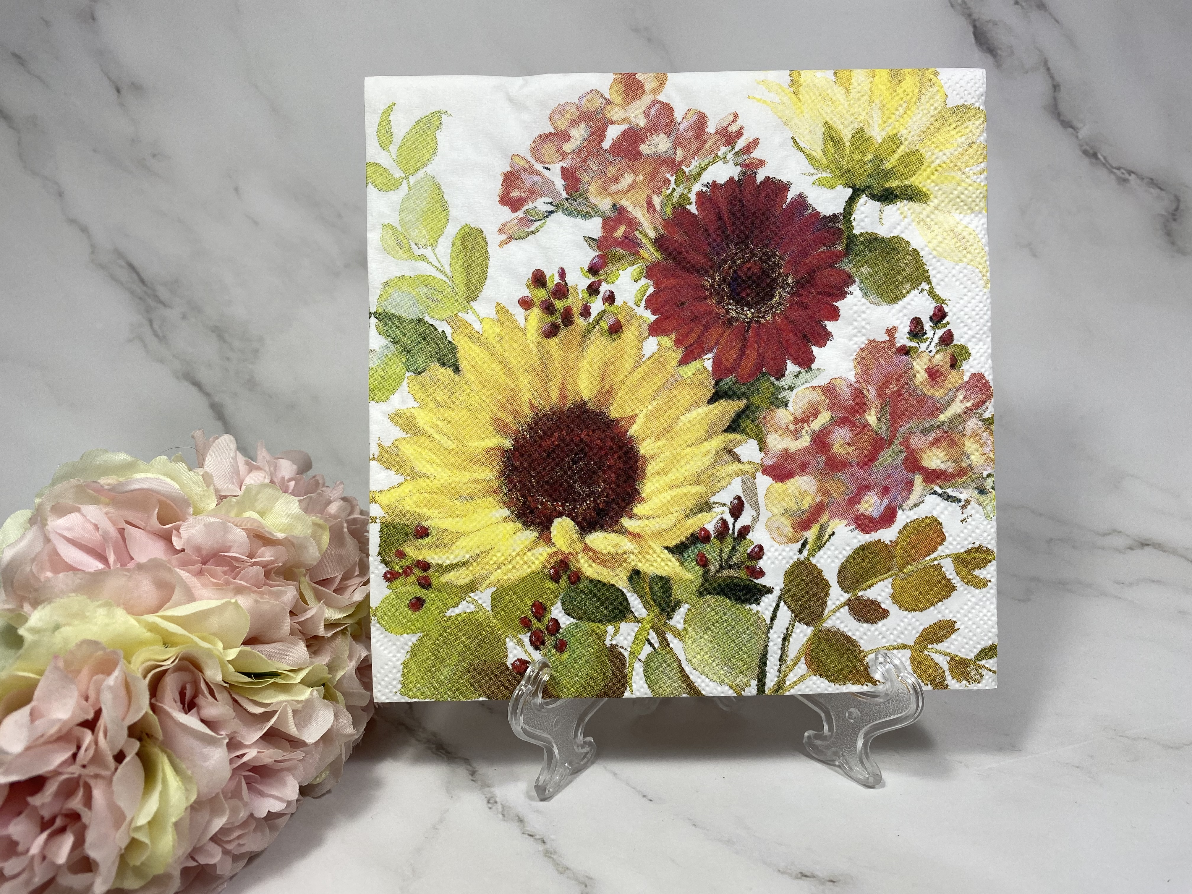 Ambiente zonnebloem en andere bloemen servet nr 043