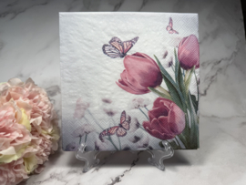 Tulpen en vlinders servet nr HM310