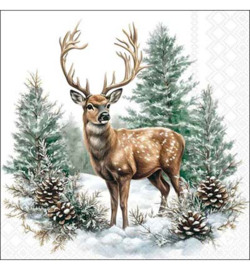 Hert en kerstbomen knutsel servet  nr 099