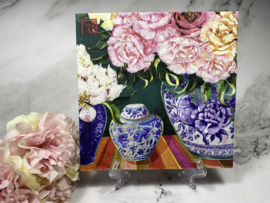 PPD Delfts blauwe vazen en bloemen servet nr H222