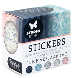 Studio light Vintage fijne verjaardag stickers op rol 100 pcs