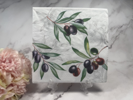 Donkere olijven aan takjes  knutsel servet nr HM658