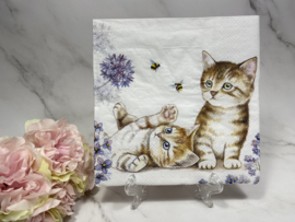 Ambiente 2 katten en bijen servet nr H537