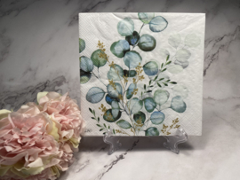 IHR eucalyptus en goud takje servet nr HM211