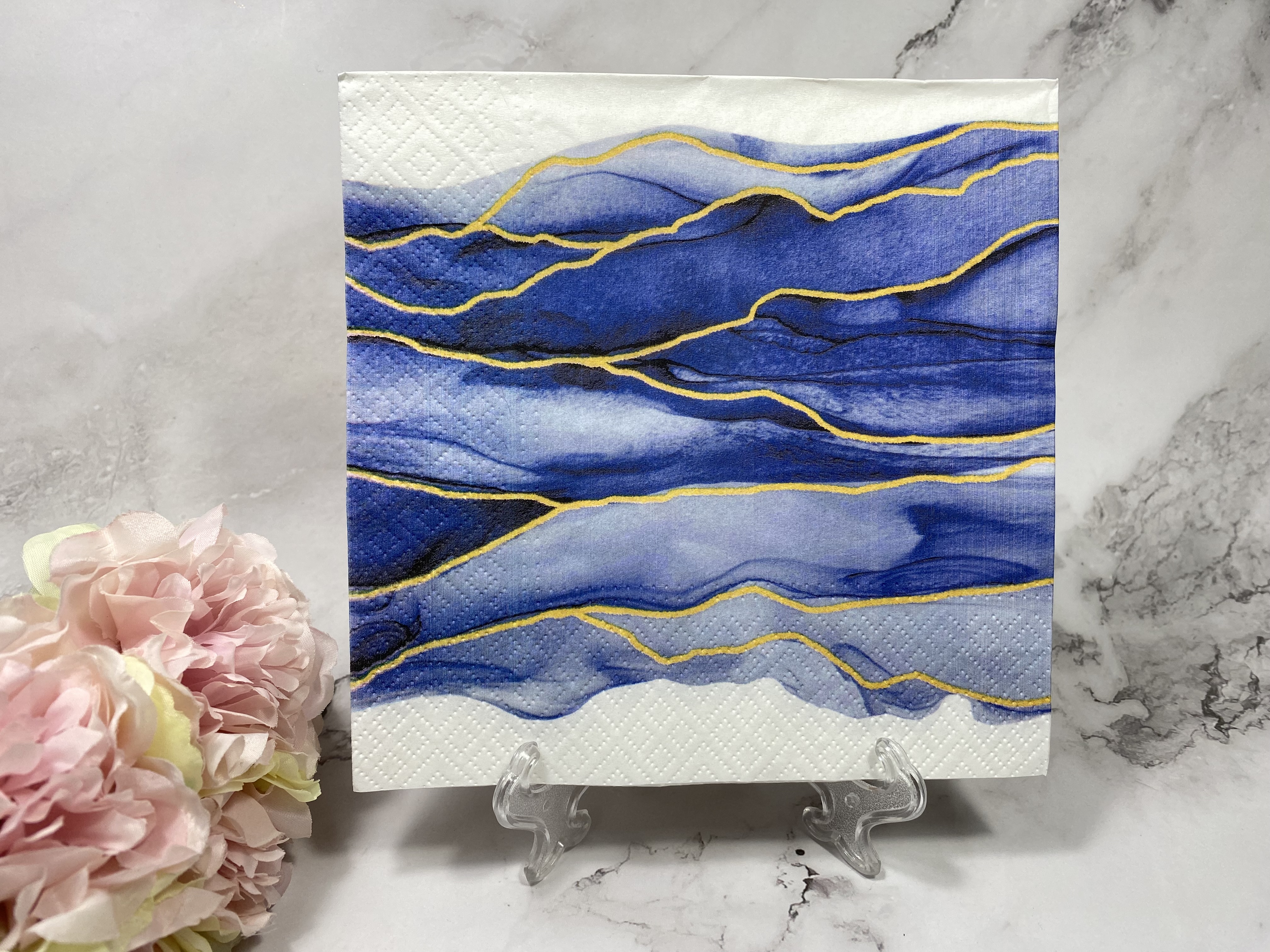 Delfts blauw golven met goud randje servet nr HM299