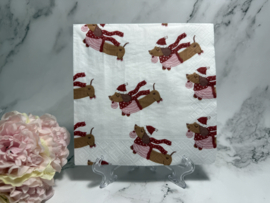 Kerst Teckel knutsel servet nr 597