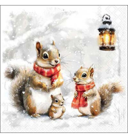 Kerst eekhoorn familie knutsel servet  nr 136