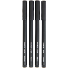 Set van 4 zwarte pigment pennen