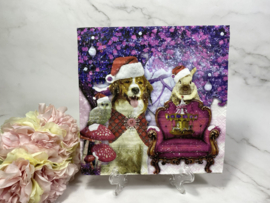 Hond konijn en uil Kerst knutsel servet 2x2 afb.  nr HM328