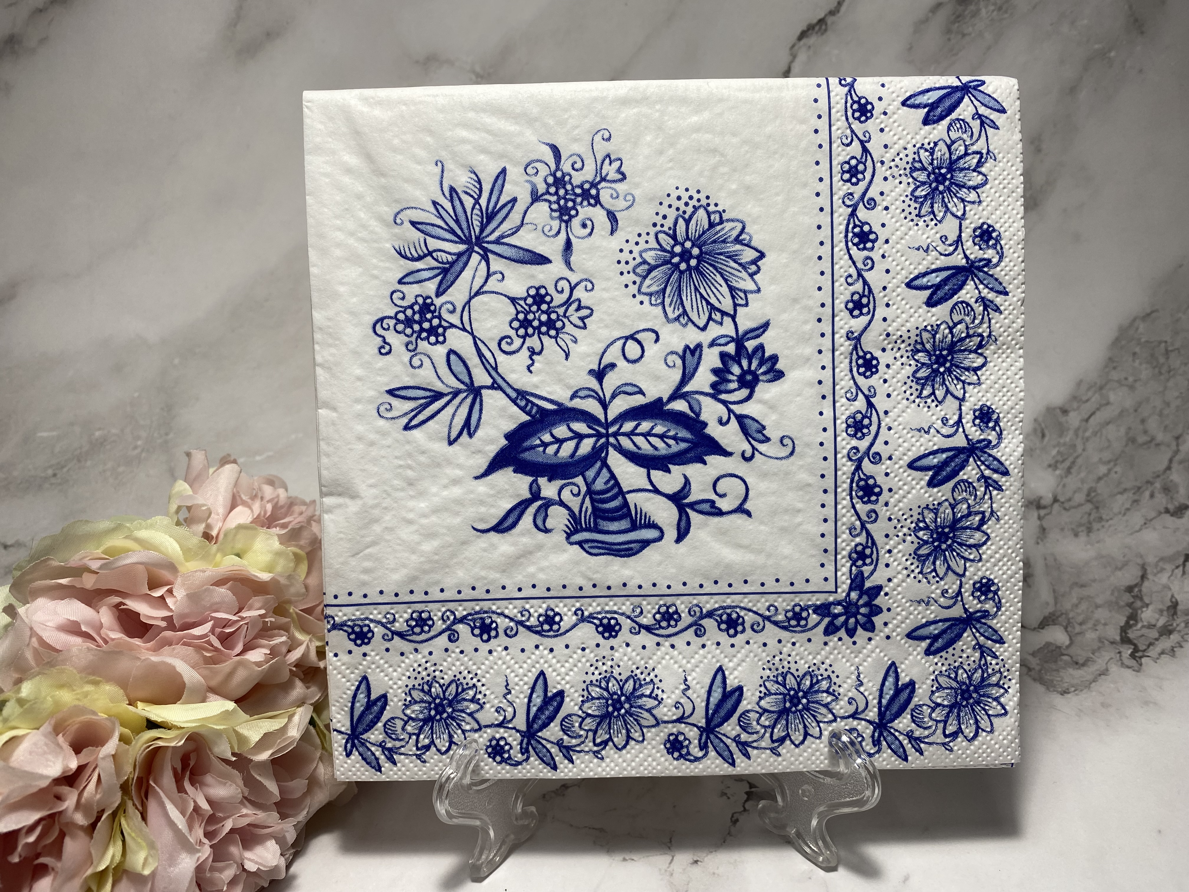 Ambiente Delfts blauw sier rand bloemen nr H712