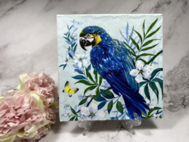 IHR blauwe papegaai bloemen en vlinder servet nr 454