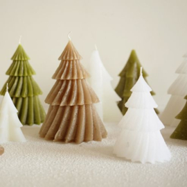 Kerstboom kaars Windy tree taupe 17cm