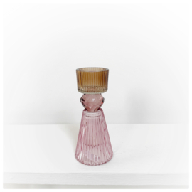 Waxinelichthouder /vaasje Roman twist slank | oud roze