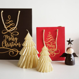 Kerstboom kaars Windy tree goud 17cm.