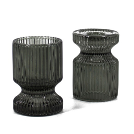 2-in-1 kandelaar Ø6x8cm antraciet