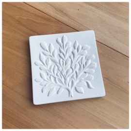 Tegel | bladeren wit