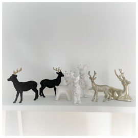 Rendier staand wit met goud 12,5cm.