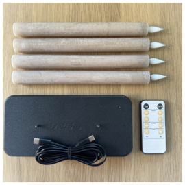 Led set |  4 beige led kaarsen + oplaadstation + ab