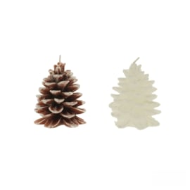 Dennenappel kaars wit 8,5cm.
