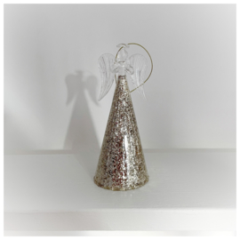 Kersthanger engel met gouden glitter rok 18cm.