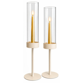 Windlicht kandelaar Sofie  beige set van 2