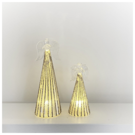 Kerstengel van glas met verlichting 24cm.
