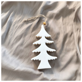 Kersthanger kerstboom slank | hout wit