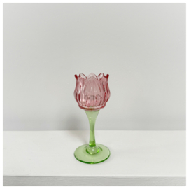 Waxinelichthouder | bloem roze M