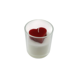 Kaars in glaasje Hart | Rood