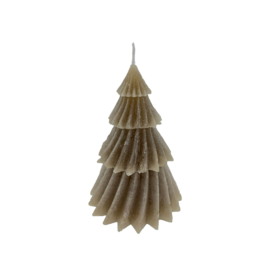 Kerstboom kaars Windy tree taupe 12cm.