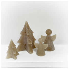 Kerstboom kaars taupe 9cm
